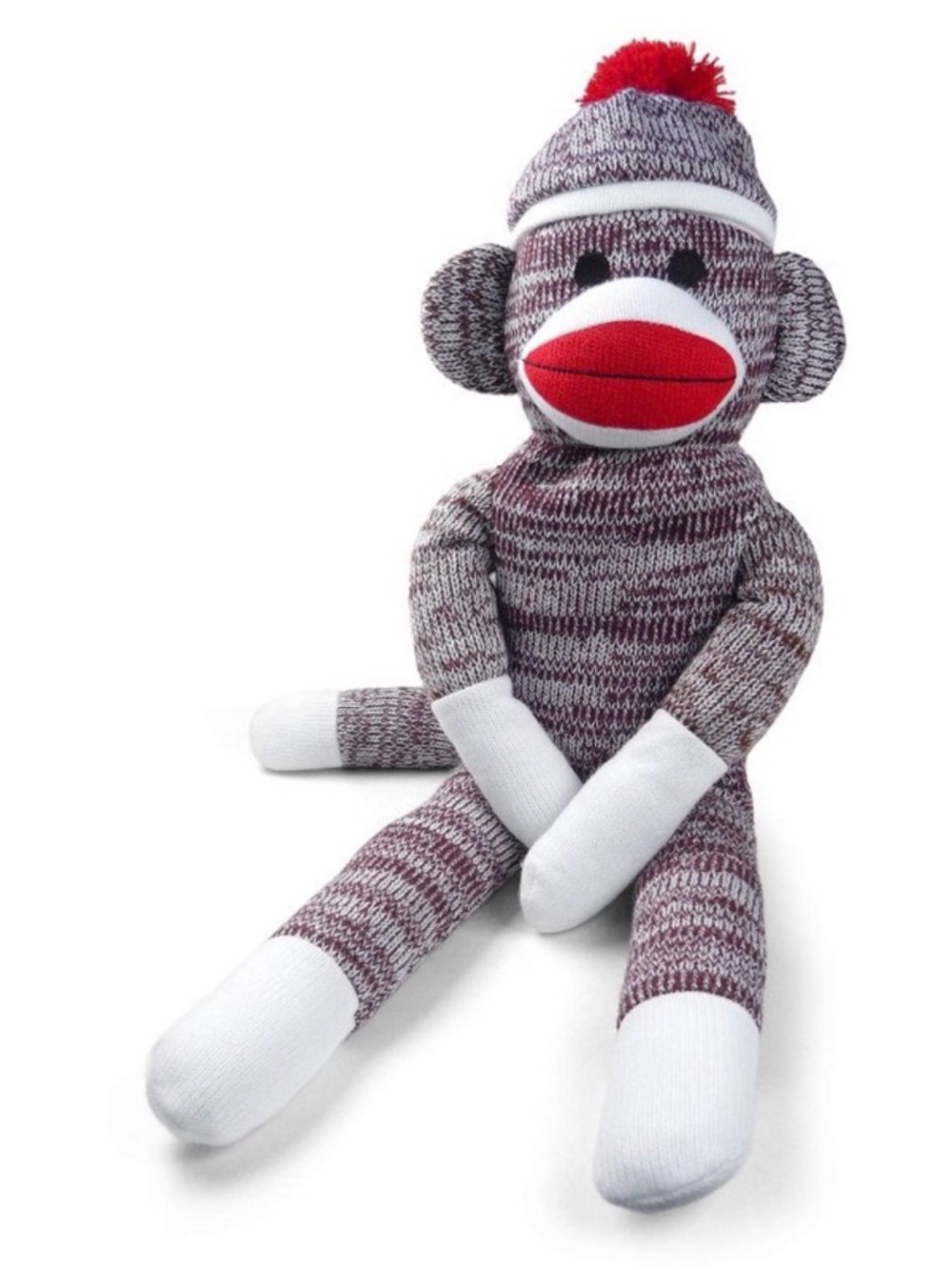 Penningtons Maroon and White Sock Monkey Plush Toy